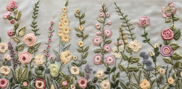 haftowany obraz z kwiatami